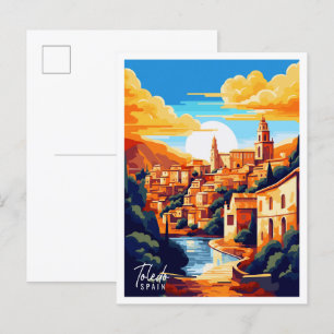 Carte Postale Illustration de voyage vintage Toledo Espagne