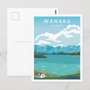 Carte Postale Illustration de Wanaka New Zealand Travel Place