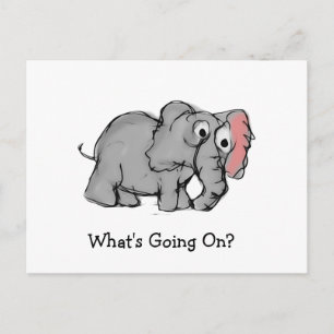 Carte Postale Illustration d'éléphant fantaisiste dessinée à la