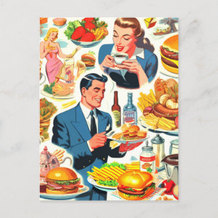Carte Postale Illustration des bandes dessinées alimentaires des