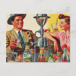 Carte Postale Illustration des boissons vintages des années 1950