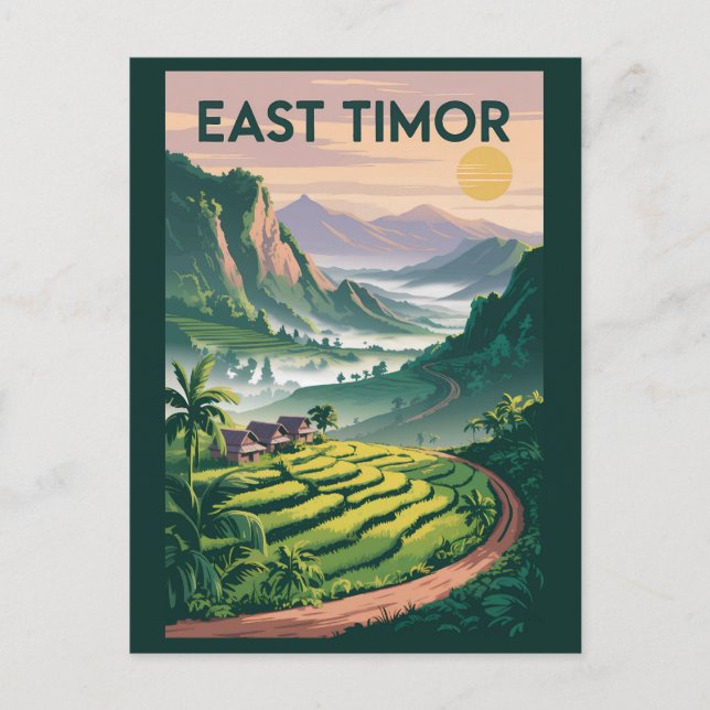 Carte Postale Illustration des champs du Timor oriental Voyage A (Devant)