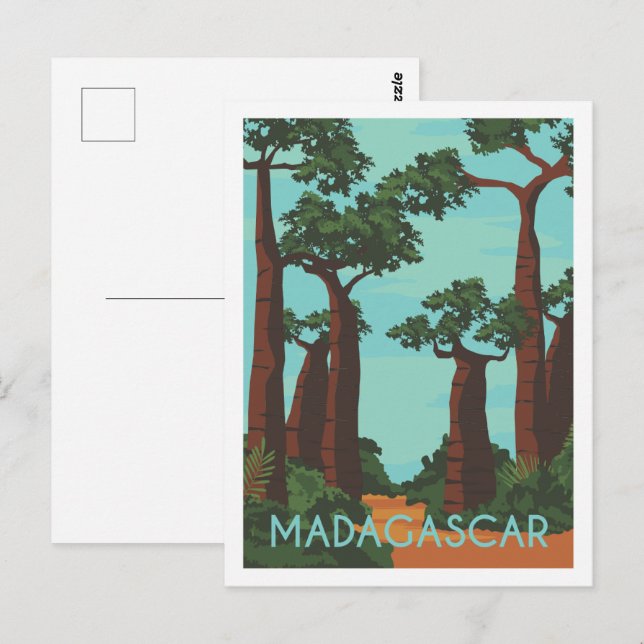Carte Postale Illustration des lieux de voyage les plus célèbres (Devant / Derrière)