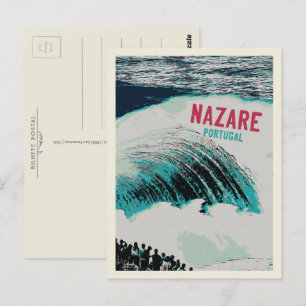 Carte Postale Illustration des plus grandes vagues de Nazare au 