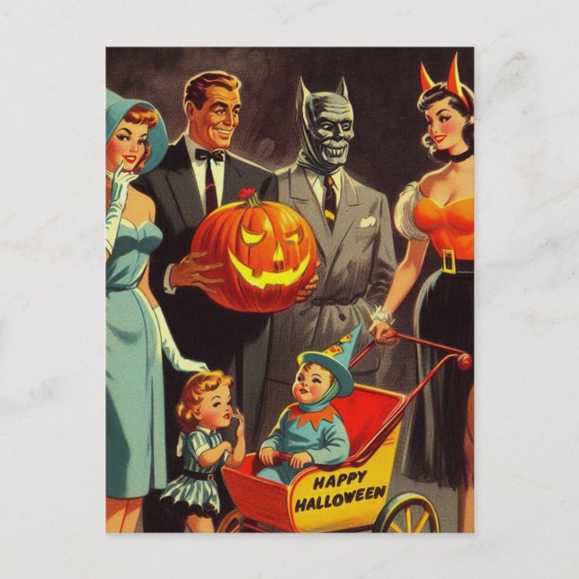 Carte Postale Illustration d'Halloween vintage (Devant)