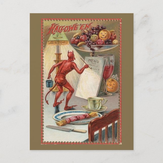 Carte Postale Illustration d'Halloween vintage (Devant)