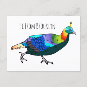 Carte Postale Illustration d'oiseau monal himalayen