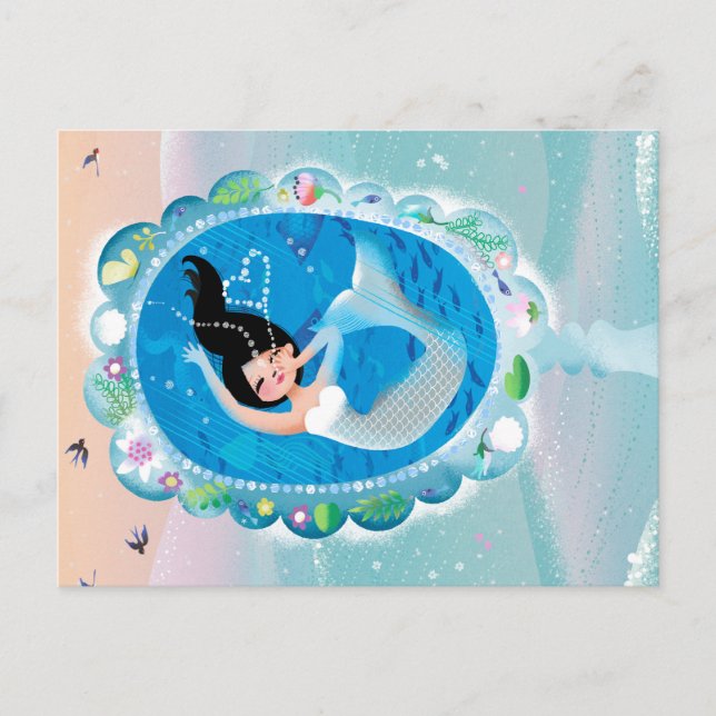 Carte Postale Illustration du baiser de bulle du miroir W d'une (Devant)