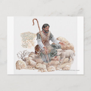 Carte Postale Illustration du berger qui trouve son mouton perdu