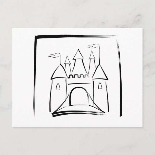 Carte Postale Illustration du château avec Drawbridge (Devant)
