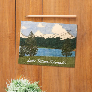 Carte Postale Illustration du crayon coloré du lac Dillon Colora