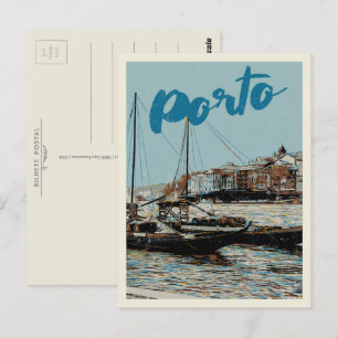 Carte Postale Illustration du fleuve Porto Douro Portugal