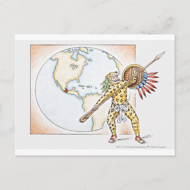 Carte Postale Illustration du guerrier Aztec Jaguar (Devant)