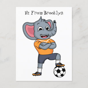 Carte Postale Illustration du joueur de football éléphant