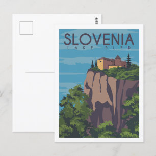 Carte Postale Illustration du lieu de voyage de Slovénie Lake Bl