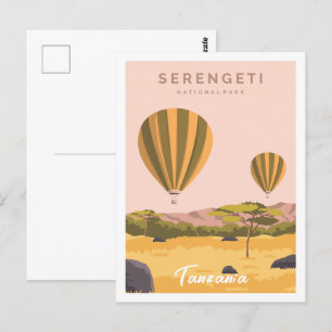 Carte Postale Illustration du lieu de voyage du Serengeti Tanzan