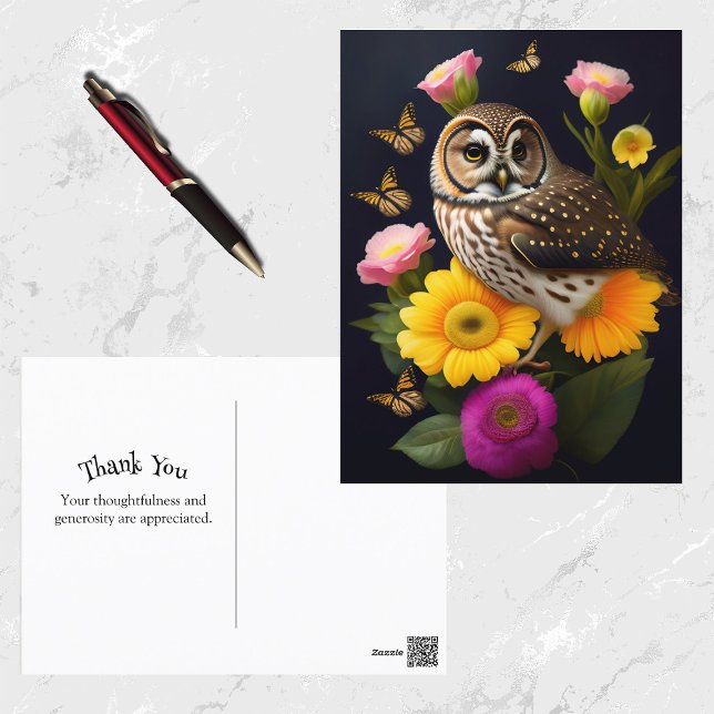 Carte Postale Illustration du papillon floral jaune-hibou (Créateur téléchargé)