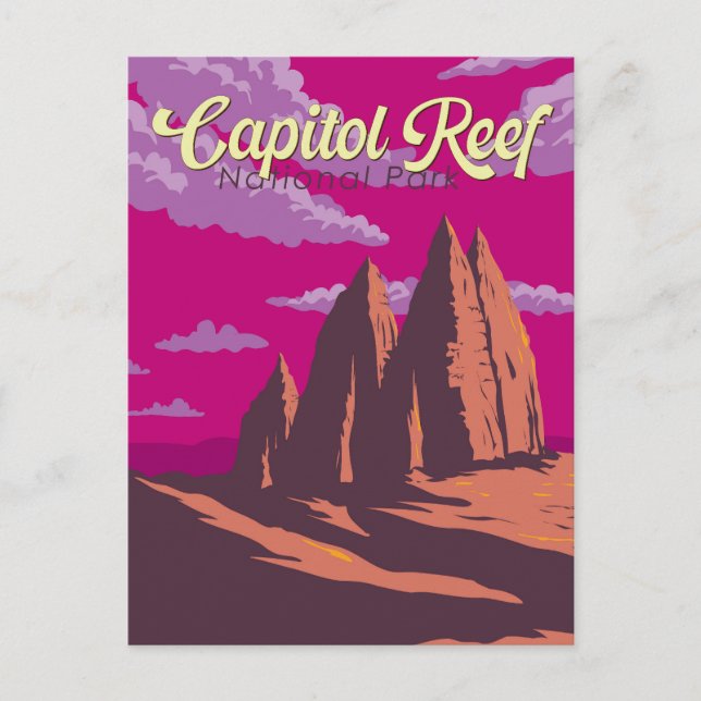 Carte Postale Illustration du parc national Capitol Reef Art de  (Devant)