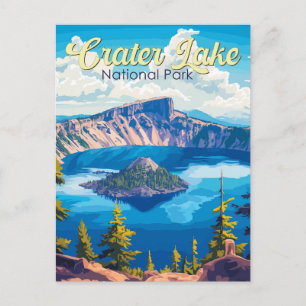Carte Postale Illustration du parc national Crater Lake Art de v