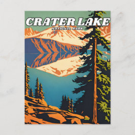 Carte Postale Illustration du parc national du lac Crater retro 