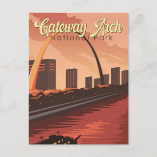 Carte Postale Illustration du parc national Gateway Arch Art de 