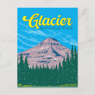 Carte Postale Illustration du parc national Glacier Voyage Vinta