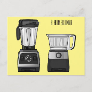 Carte Postale Illustration du processeur et du mixeur alimentair