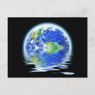 Carte Postale Illustration du réchauffement climatique inondant 