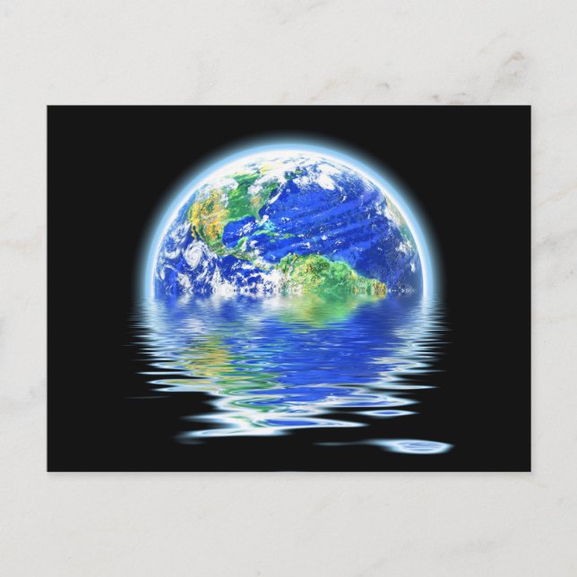 Carte Postale Illustration du réchauffement climatique inondant  (Devant)