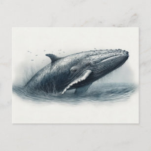 Carte Postale Illustration du saut de baleine hors de l'océan