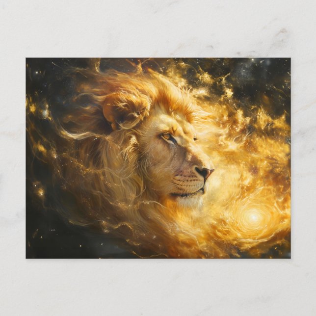 Carte Postale Illustration du signe du zodiaque Lion (Devant)