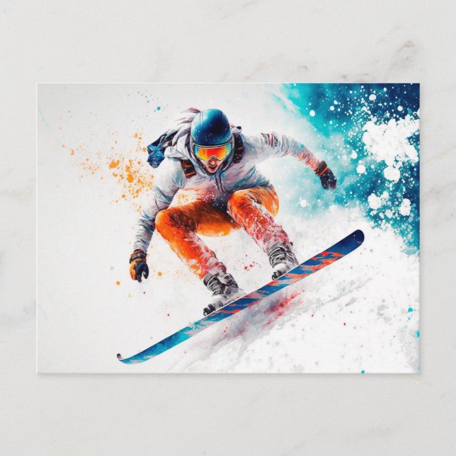 Carte Postale Illustration du snowboard (Devant)