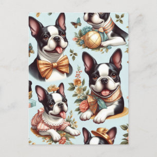 Carte Postale Illustration du Terrier Vintage de Boston