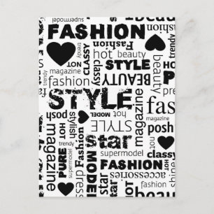 Carte Postale Illustration du vecteur de collage de mots de mode