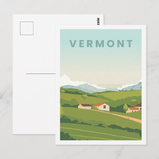 Carte Postale Illustration du Vermont USA Famous Travel Place (Devant / Derrière)