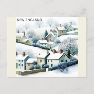 Carte Postale Illustration du village d'hiver de neige en Nouvel