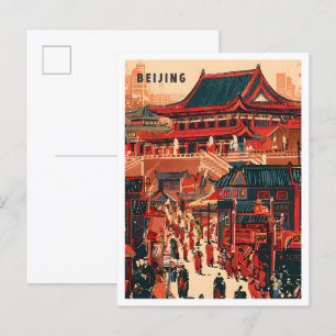 Carte Postale Illustration du Vintage voyage artistique chinois 