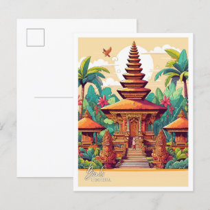 Carte Postale Illustration du Vintage voyage artistique de Bali 