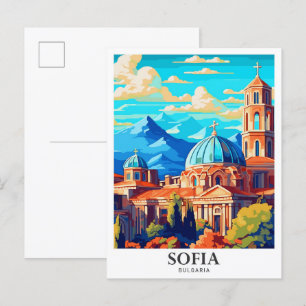 Carte Postale Illustration du Vintage voyage artistique de Sofia