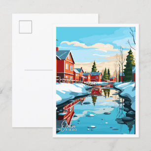Carte Postale Illustration du Vintage voyage artistique Oulu Fin