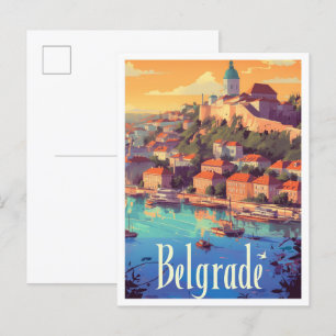 Carte Postale Illustration du Vintage voyage artistique serbe de