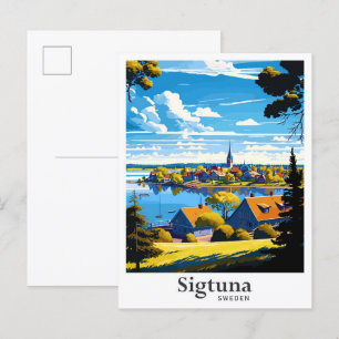 Carte Postale Illustration du Vintage voyage artistique Sigtuna 
