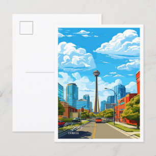 Carte Postale Illustration du Vintage voyage d'art de Calgary Ca