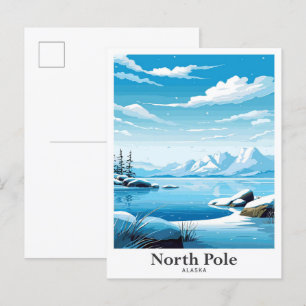 Carte Postale Illustration du Vintage voyage d'art du pôle Nord 