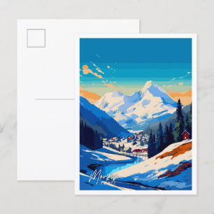Carte Postale Illustration du Vintage voyage d'art Morzine Franc