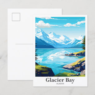 Carte Postale Illustration du Vintage voyage de Glacier Bay Alas