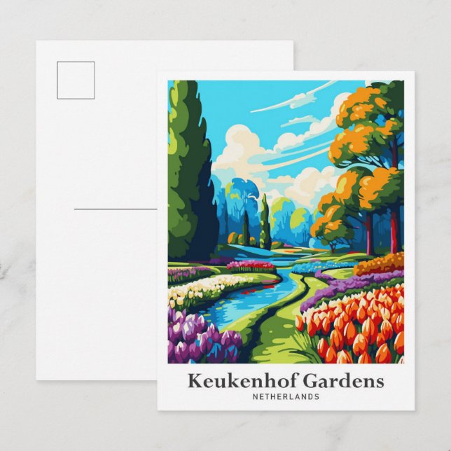 Carte Postale Illustration du Vintage voyage de Keukenhof Pays-B (Devant / Derrière)