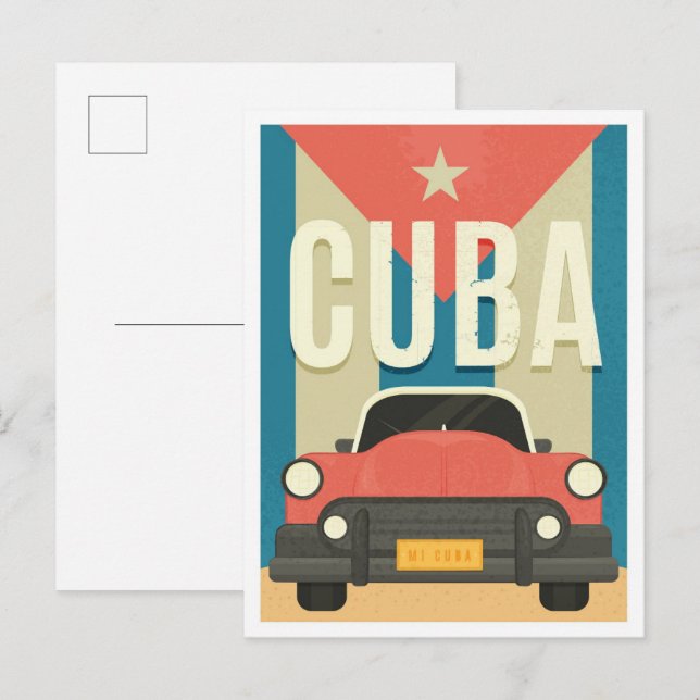 Carte Postale Illustration du Vintage voyage Havana Cuba (Devant / Derrière)