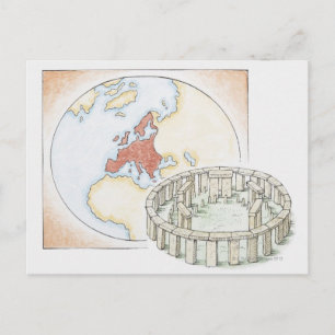 Carte Postale Illustration d'un ancien cercle en pierre devant