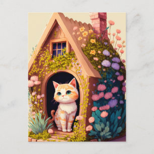 Carte Postale Illustration d'un artiste adorable Posing Kitty Ca